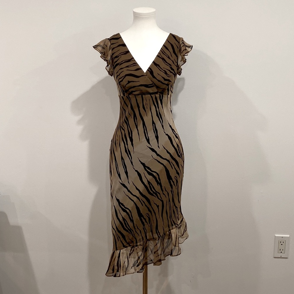BCBG Silk Chiffon Asymmetric Dress - Size 0
